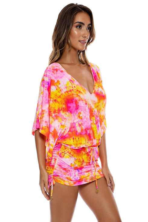 Luli Fama Retro Dream Cabana V Neck Dress